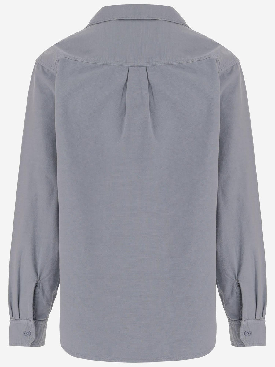 Cotton Shirt With Logo Grey