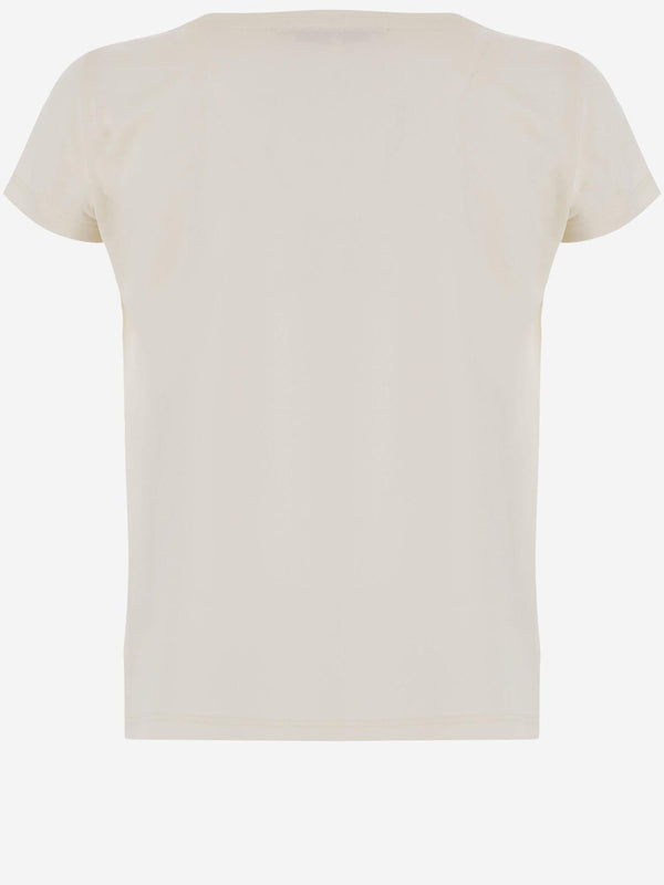 Cotton T-Shirt With Floral Embroidery White Organic T-shirts
