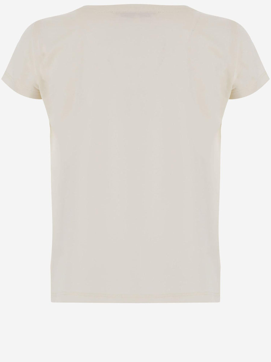 Cotton T-Shirt With Floral Embroidery White Organic T-shirts
