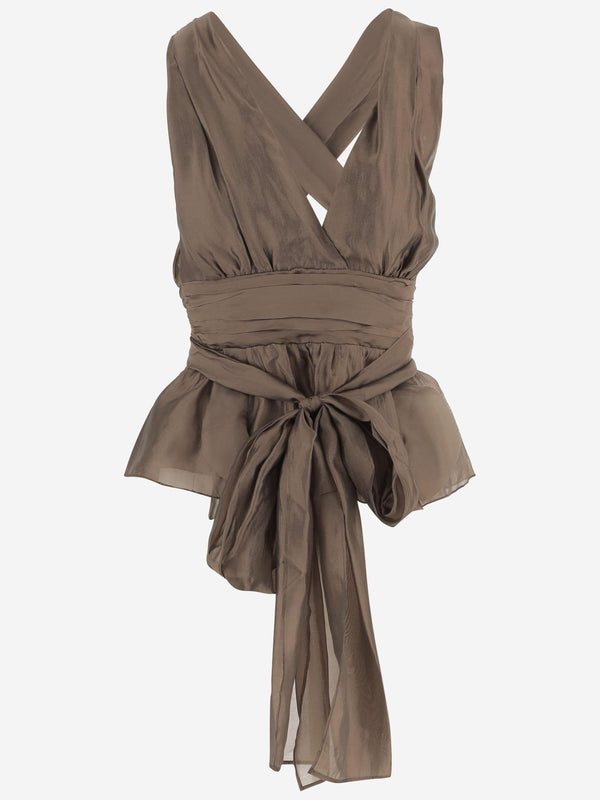 Halter Top Gilian Khaki Viscose Blend Tops