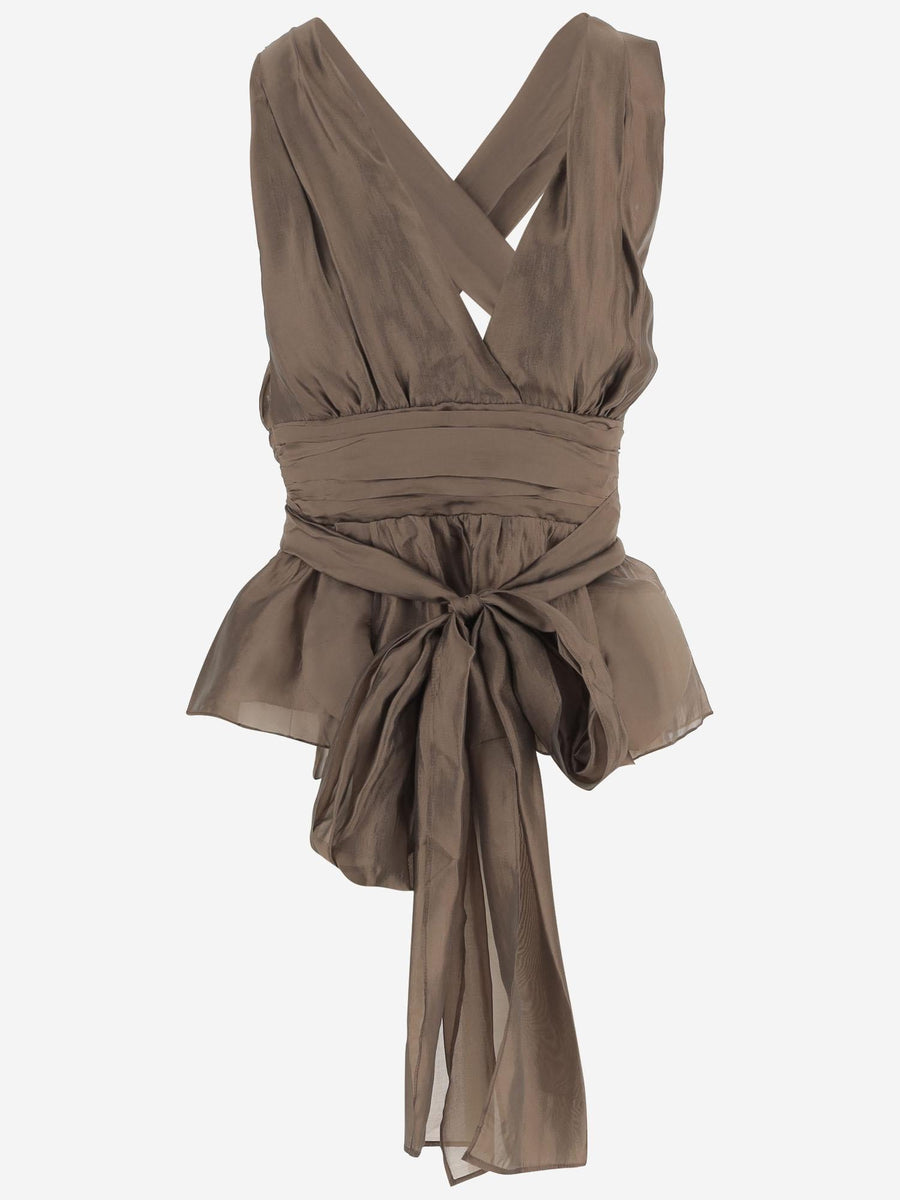 Halter Top Gilian Khaki Viscose Blend Tops
