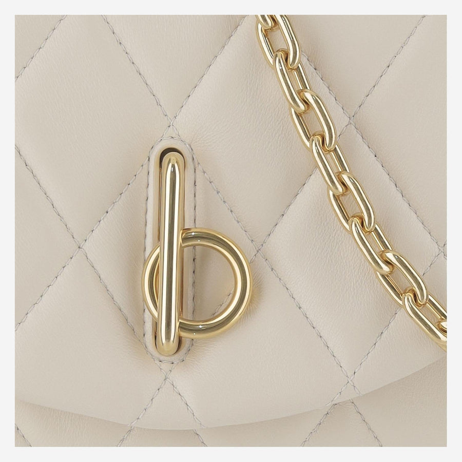 Quilted Leather Rocking Horse Bag White Lamb Shoulder