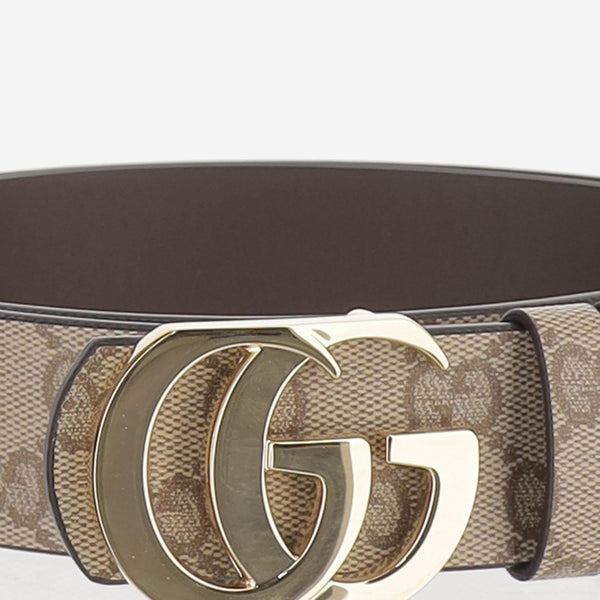 Belt Gg Marmont Reversible Beige Leather Cotton