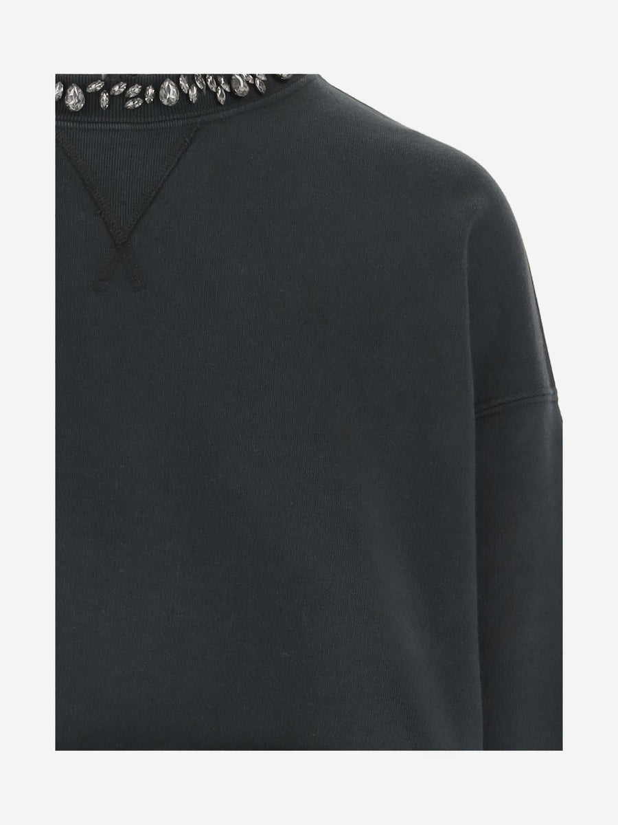 Cotton Sweatshirt With Crystals Dark Grey