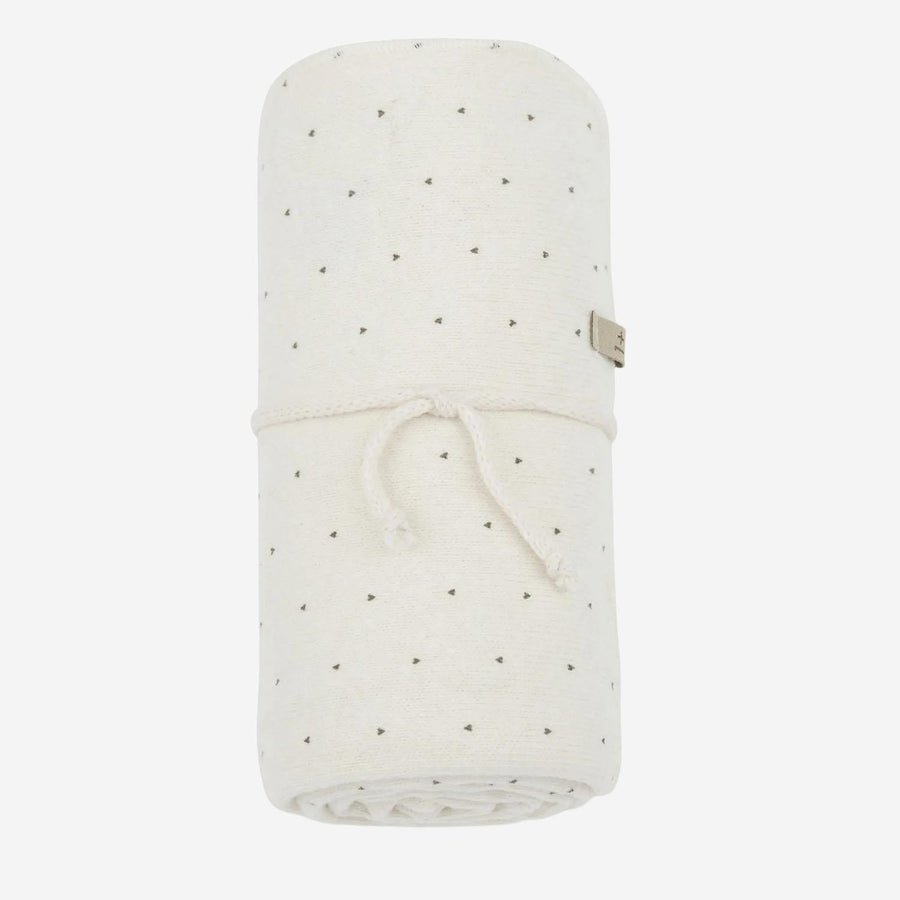 Bika Blanket With Heart Pattern Ivory Cotton Accessory