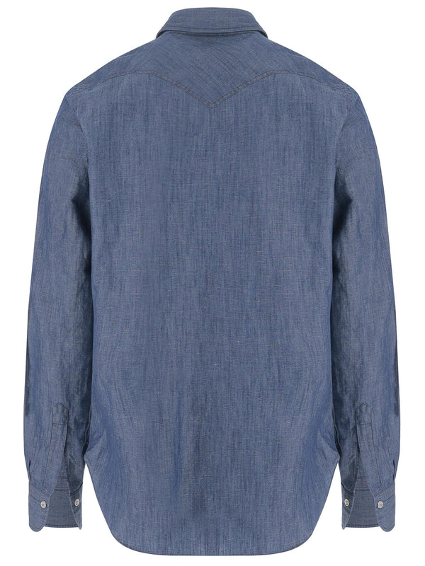 Shirt Cotton-Linen Dark Denim
