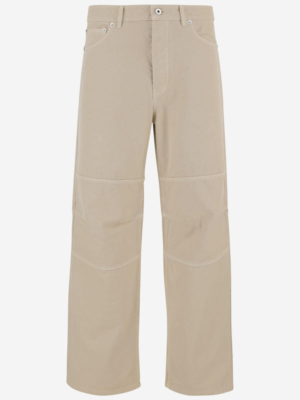 Cotton Pants With Logo Beige Trousers