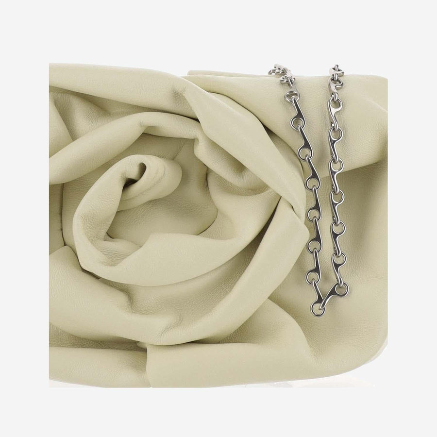 Rose Nappa Lambskin Clutch With Chain Beige Shoulder Bags