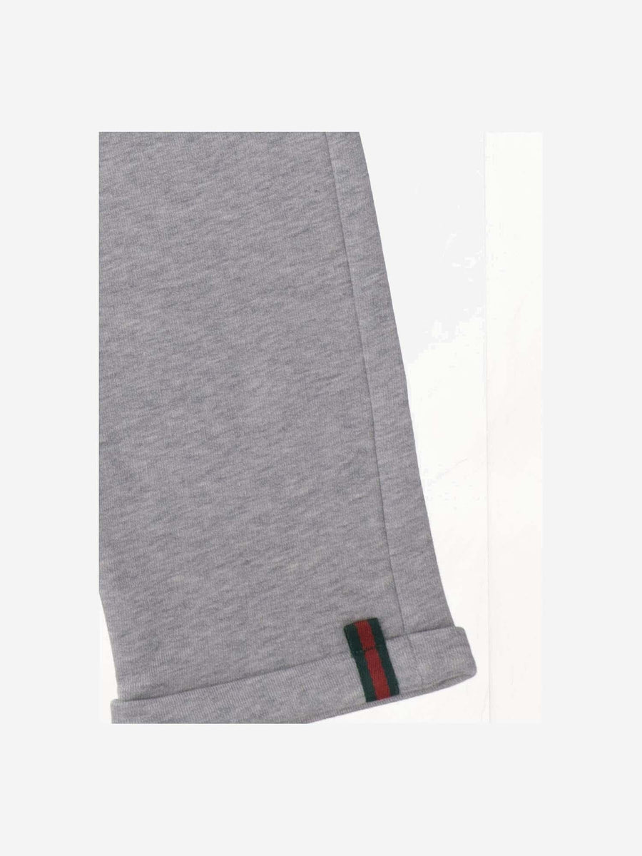 Cotton Pants With Web Ribbon Grey Trousers