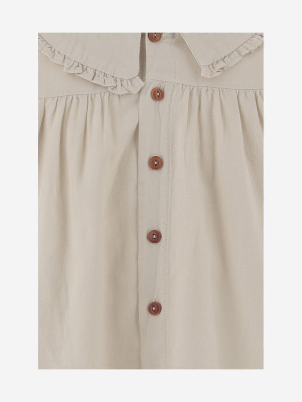 Shirt With Peter Pan Collar White Cotton Dress