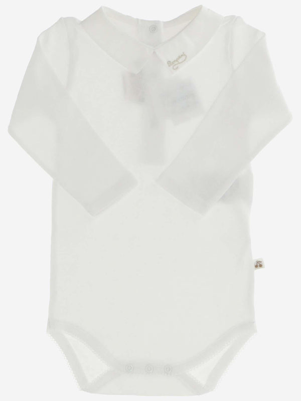 Cotton Bodysuit With Logo White Babygrow Sets