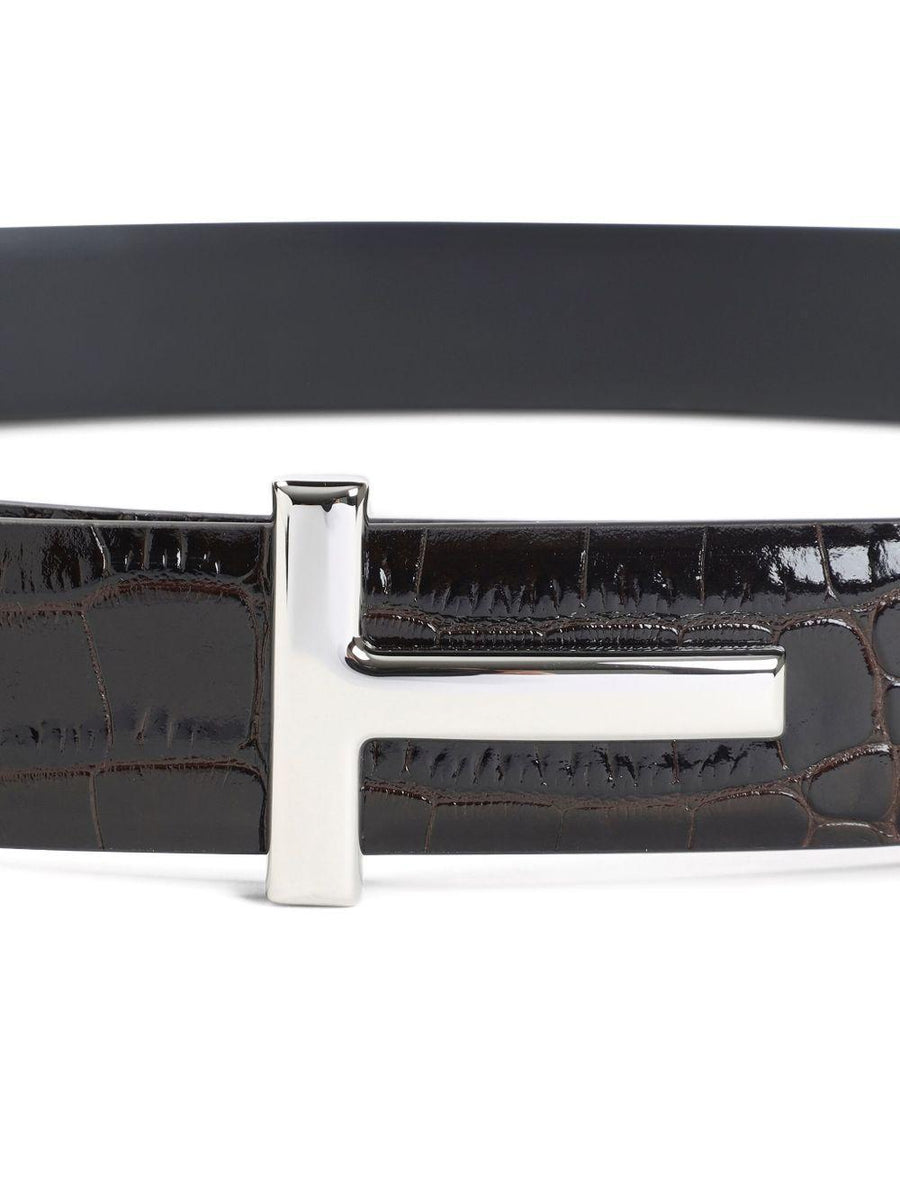 Belt T-Belt Espresso Calf Leather Brown