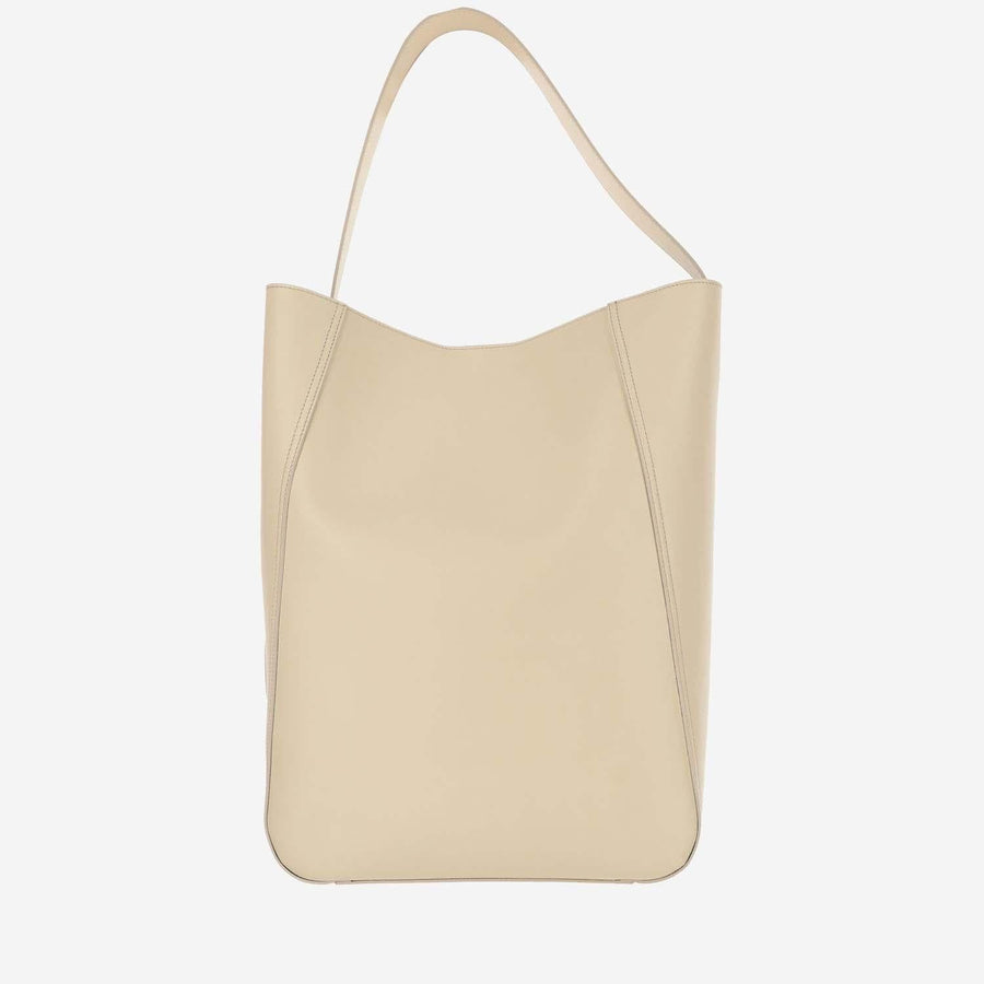 Leather Shoulder Bag Beige Tote