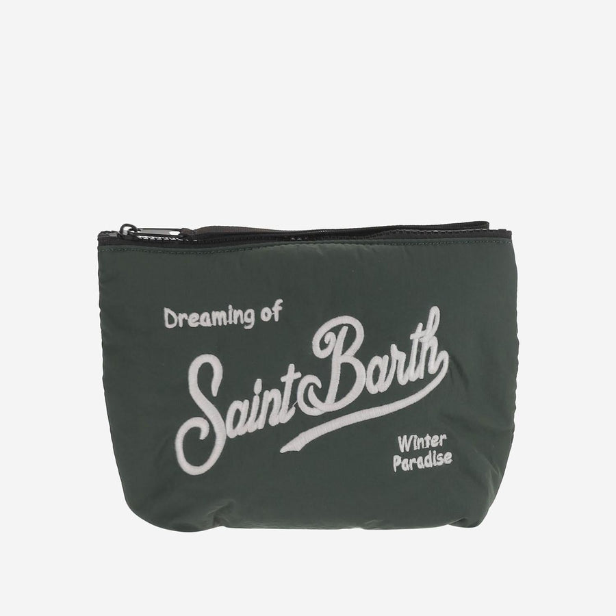 Aline Puffer Clutch Bag With Logo Green Polyamide