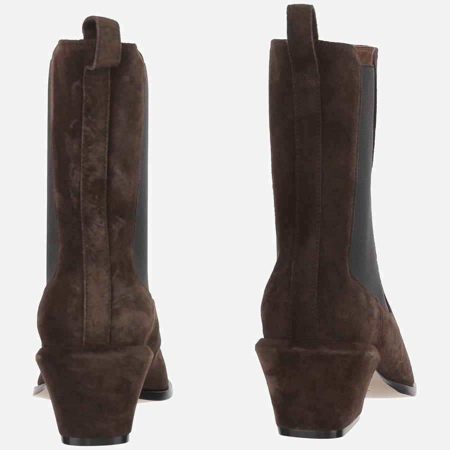 Ankle Boots Bettina 50 Chocolate Calf Suede (bos Taurus) Leather