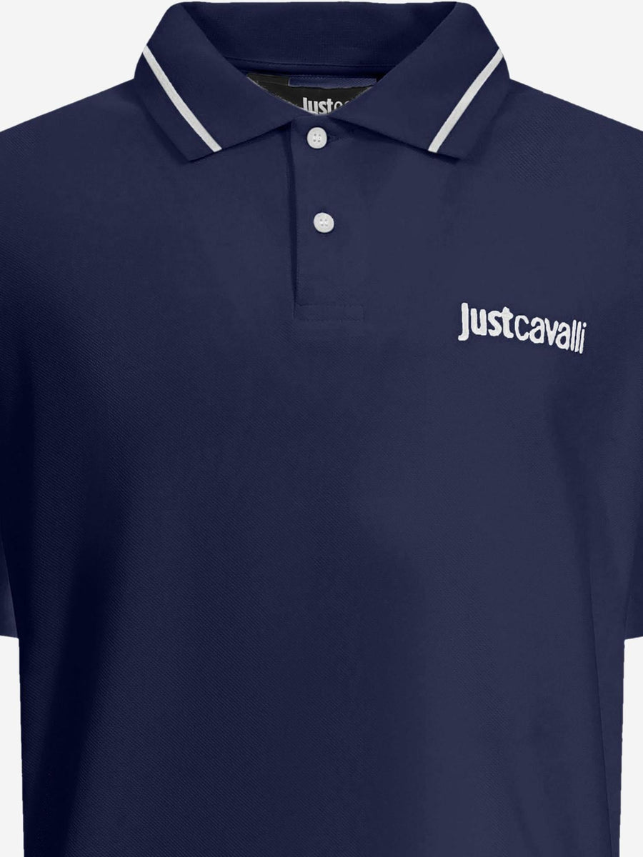 Polo Shirt Navy Blue Two-Tone Collar Cotton