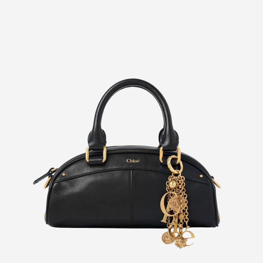 Small Bowling Bag Soft Leather Black Handbags