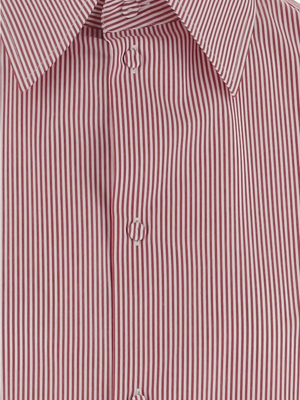 Sleeveless Striped Shirt Red Cotton
