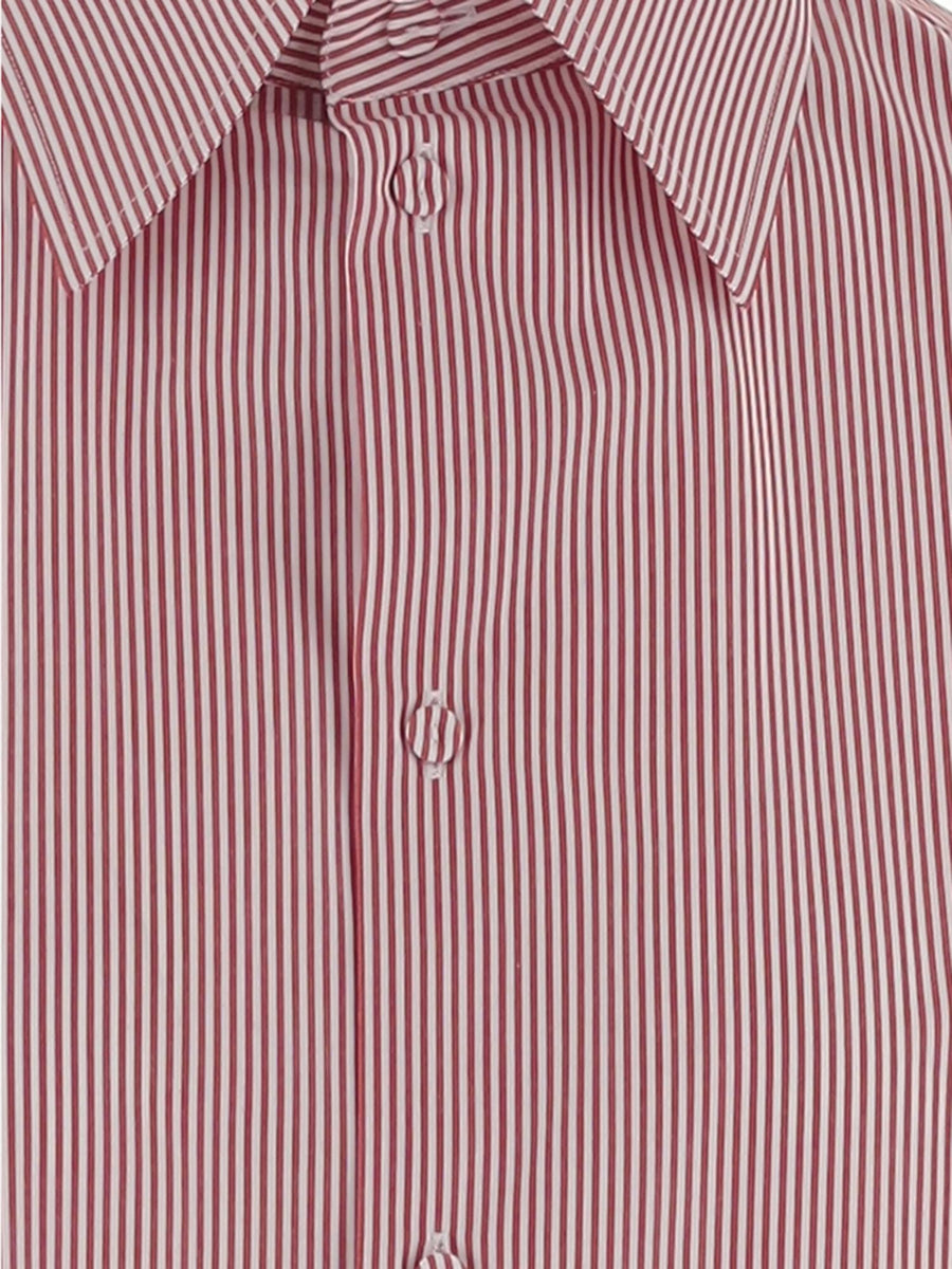Sleeveless Striped Shirt Red Cotton