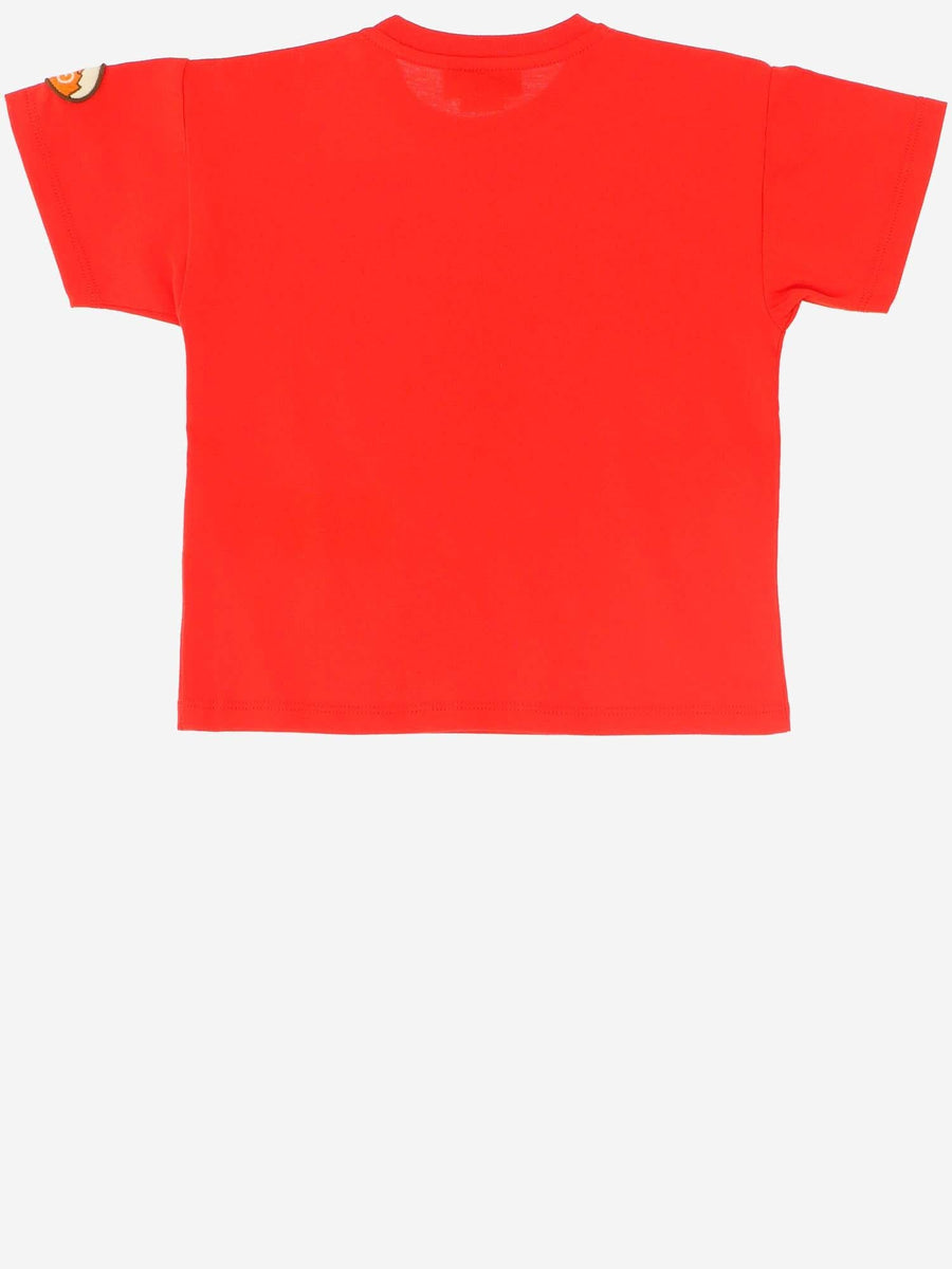 Bear Print T-Shirt Red Cotton T-shirts