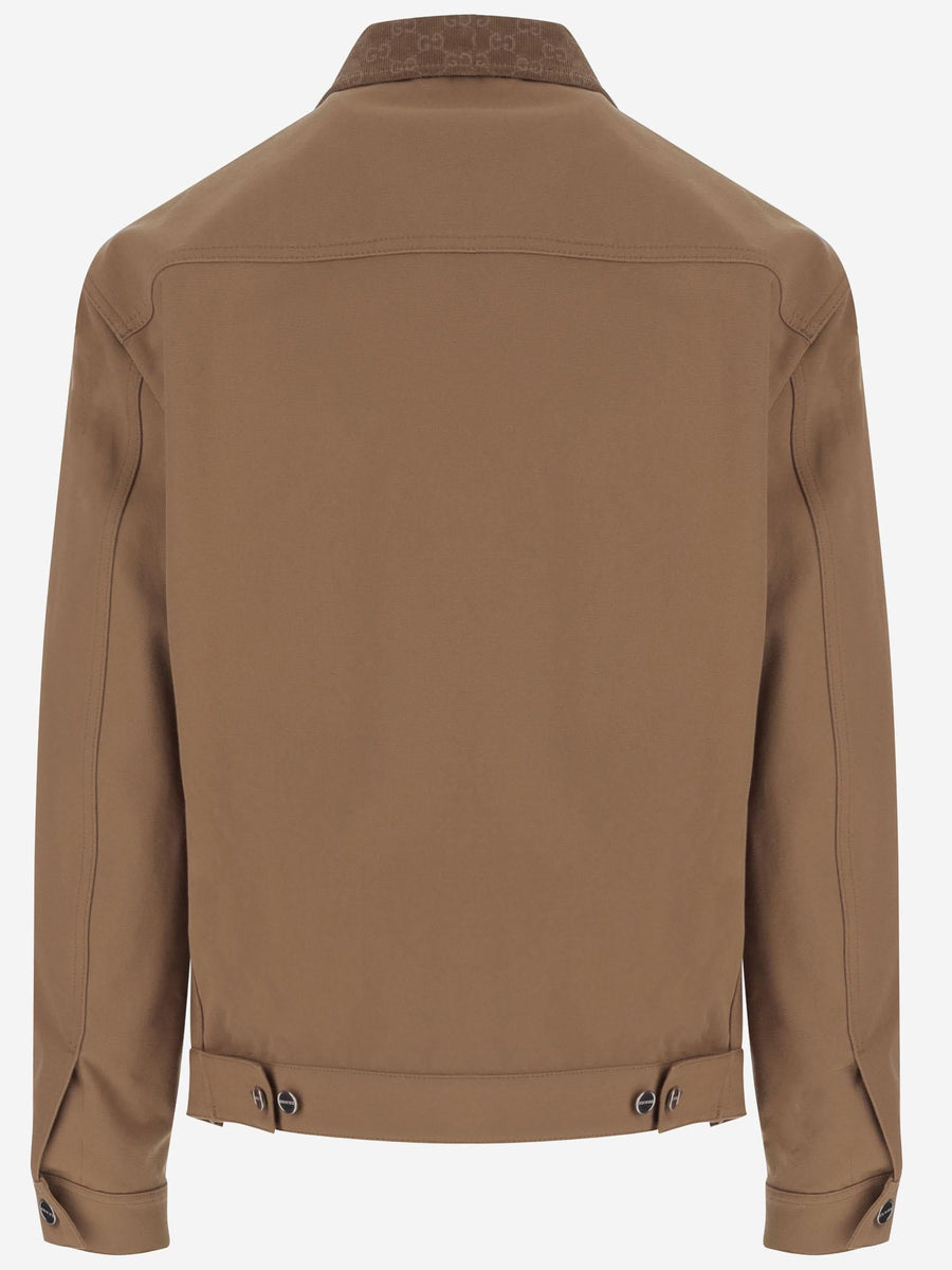 Cotton Jacket With Gg Details Brown
