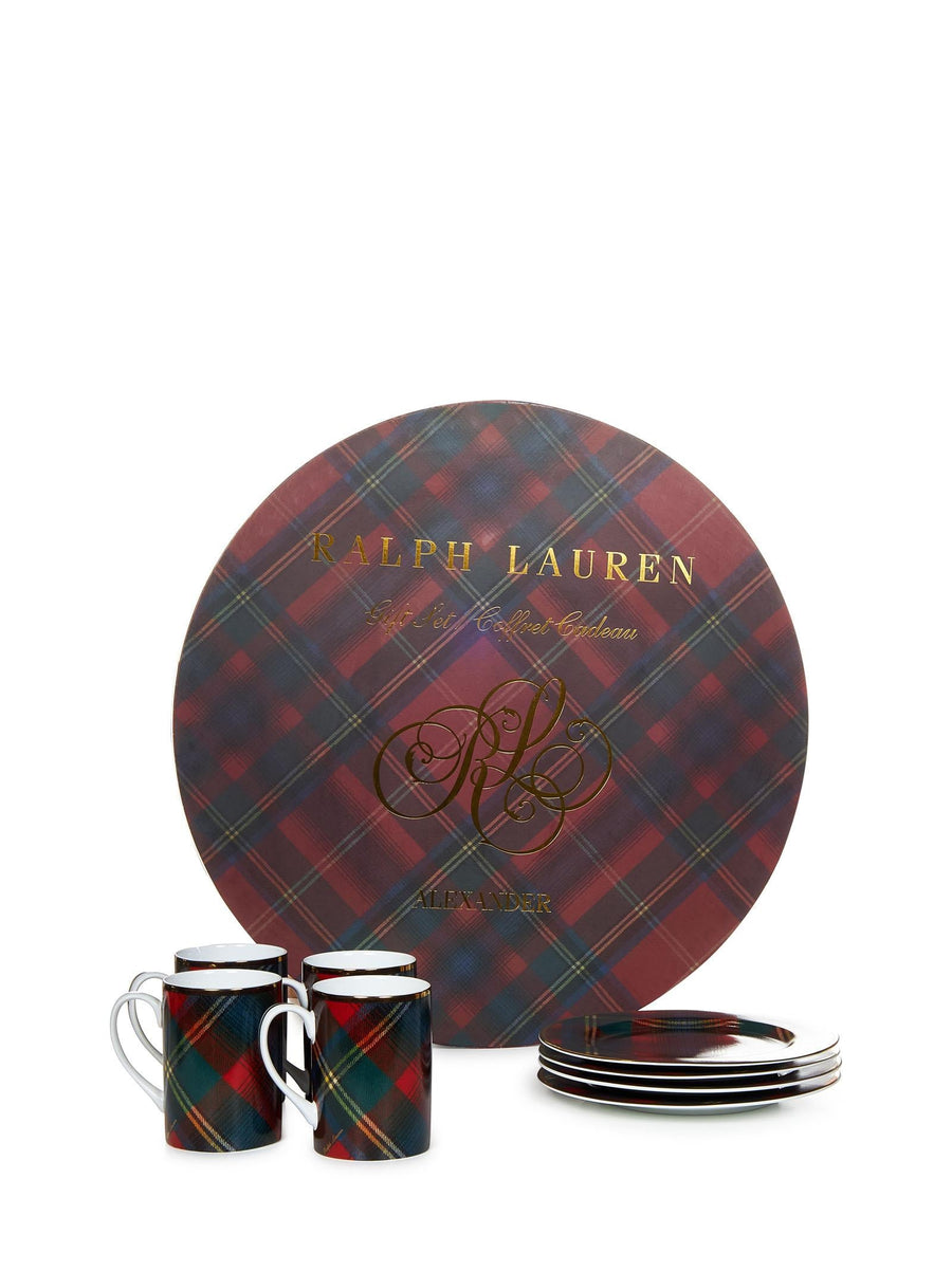 Porcelain Mugs & Plates Set Alexander Red-Multicolour Decorative Accessories