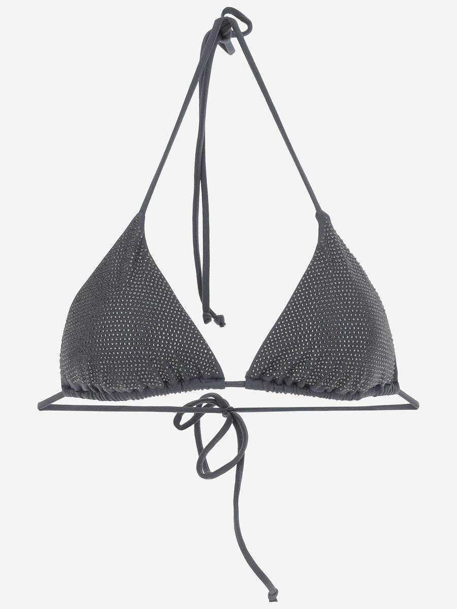 Bikini Top Anna Grey Rhinestone Polyamide Swimwear
