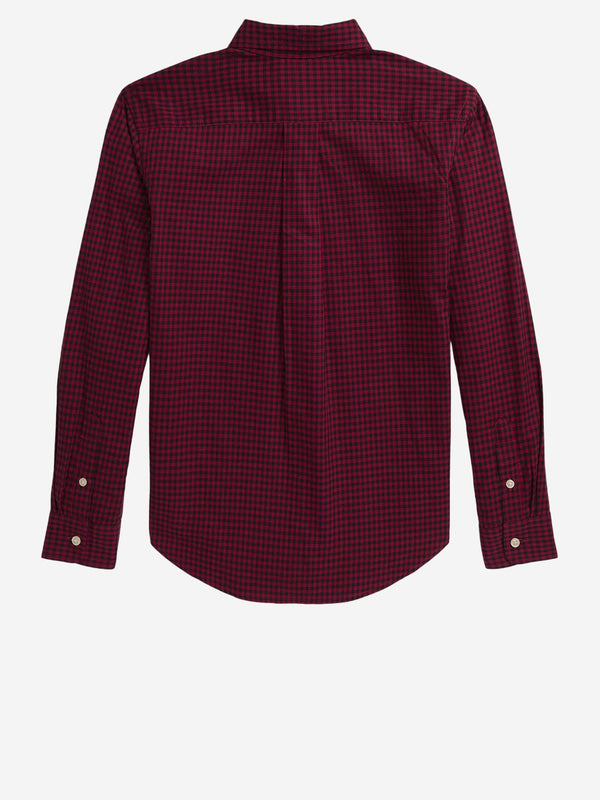 Checked Cotton Shirt For Boys Red