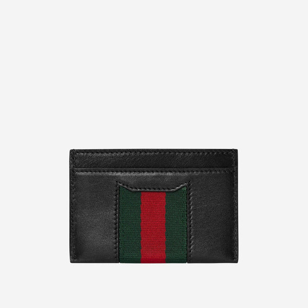 Horsebit Web Card Holder Black Leather Wallets & Purses