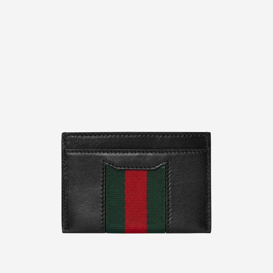 Horsebit Web Card Holder Black Leather Wallets & Purses