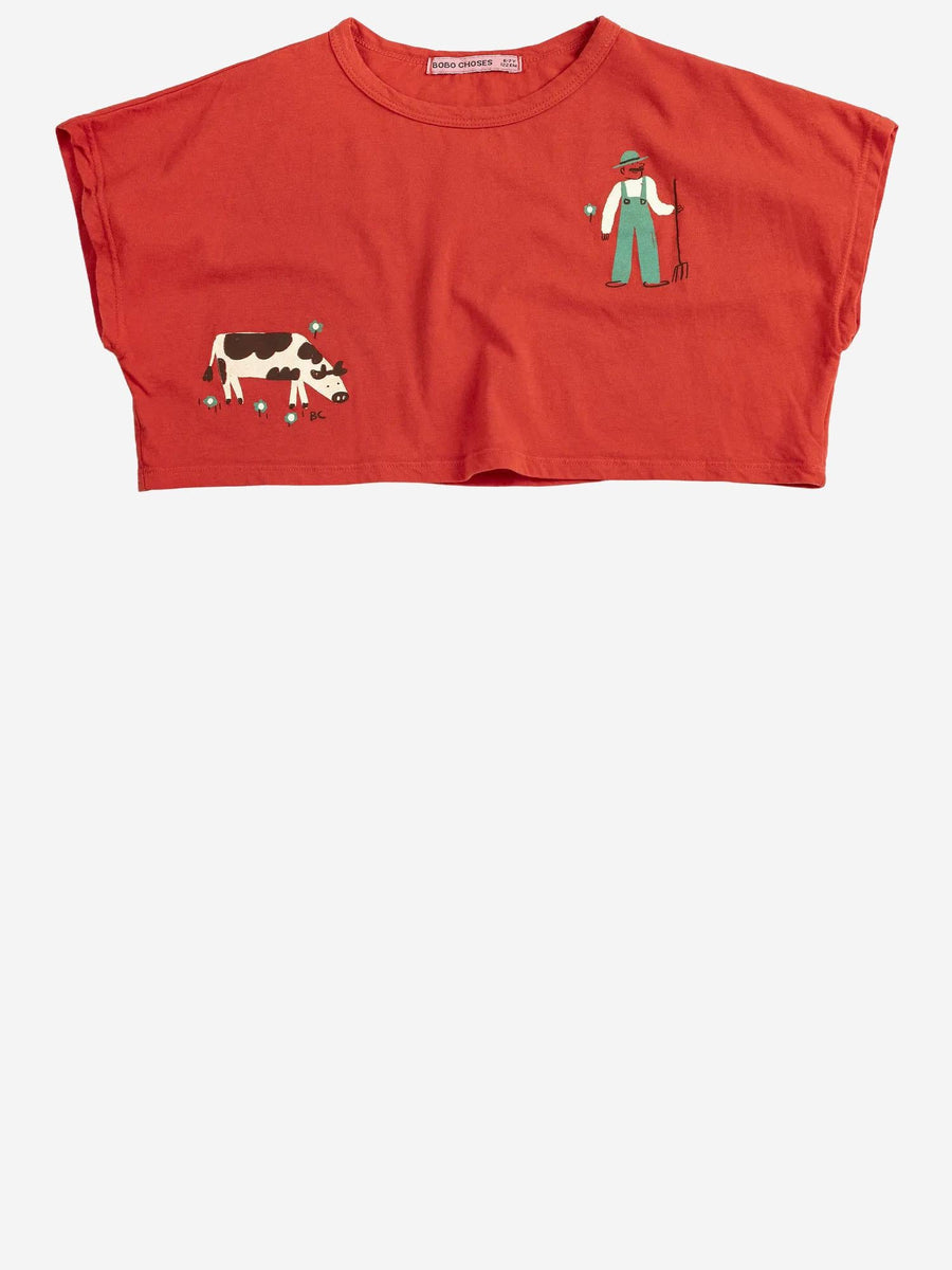 Short Cotton T-Shirt With Logo Red Organic T-shirts