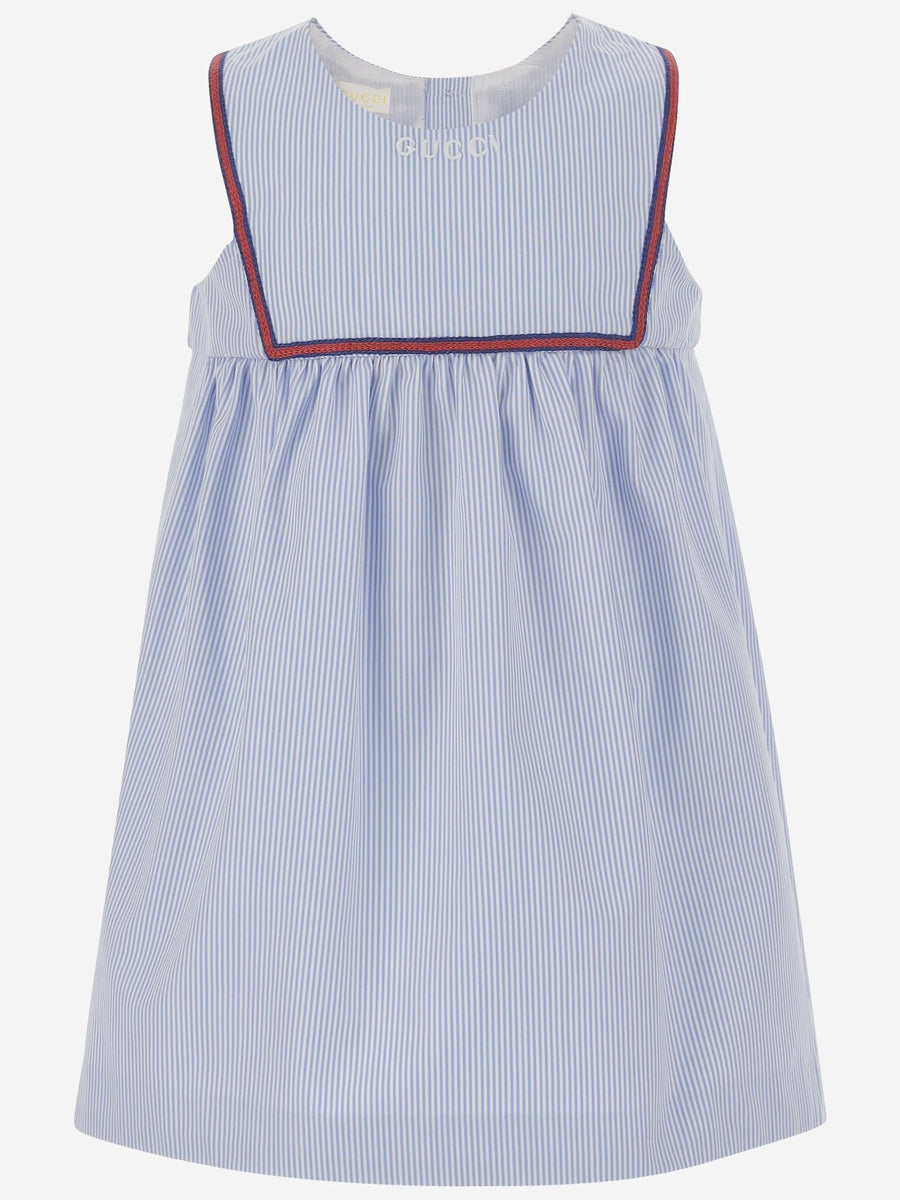 Cotton Dress With Logo Light Blue
