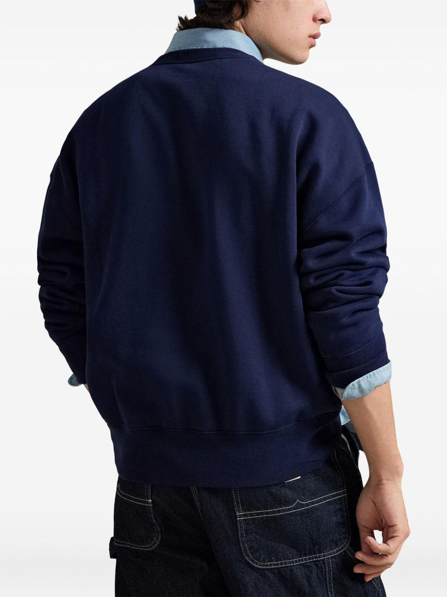 Crewneck Sweatshirt Blue Cotton Sweatshirts
