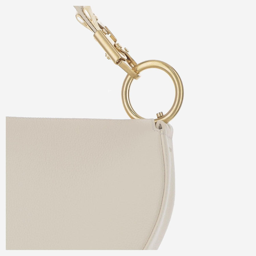Knight Arc Bag White Calf Grain Leather Shoulder