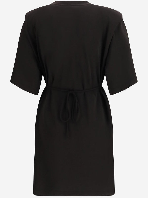 Short Dress With Structured Shoulders Black Acetate