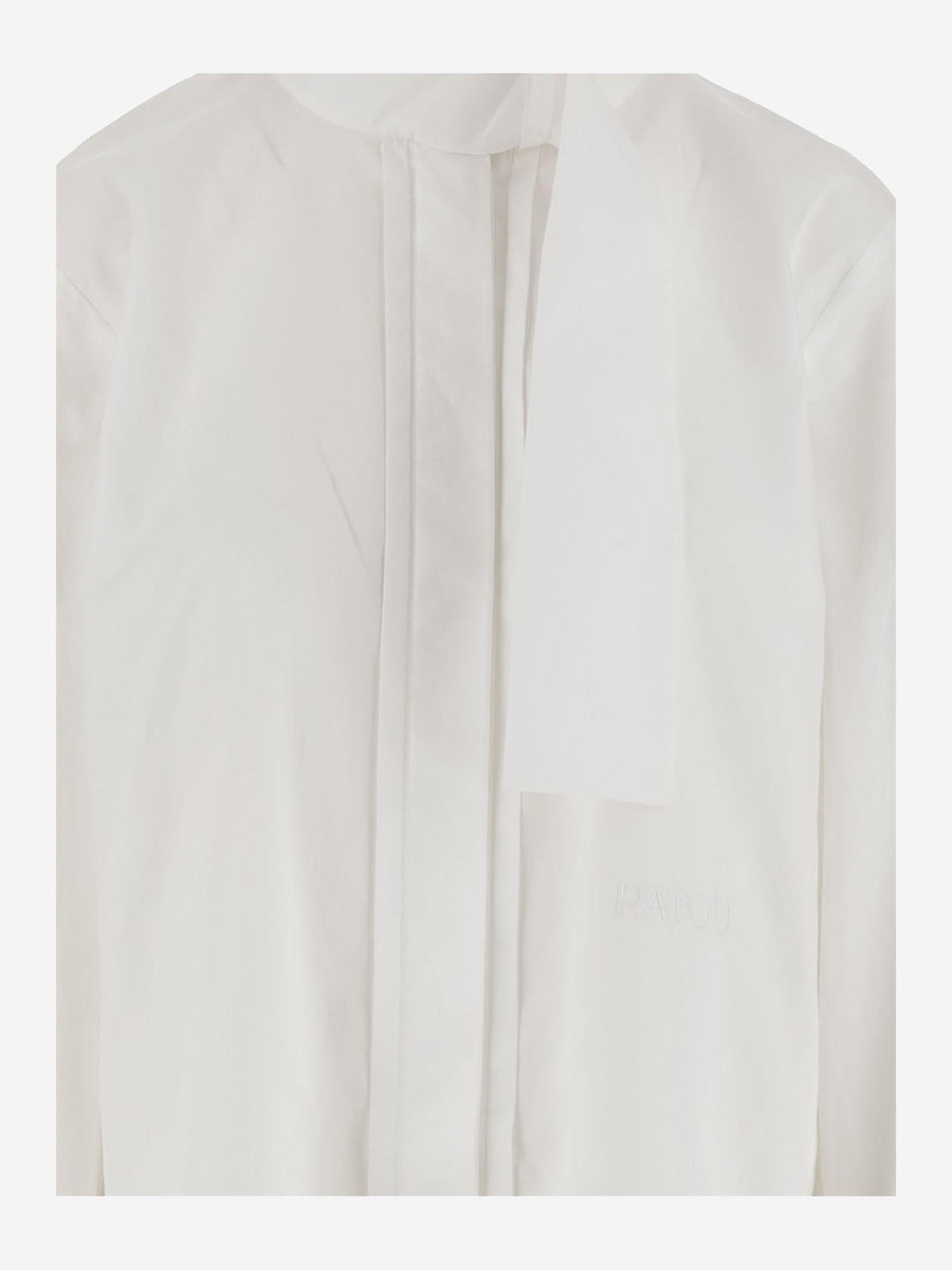 High Collar Cotton Ascot Shirt White