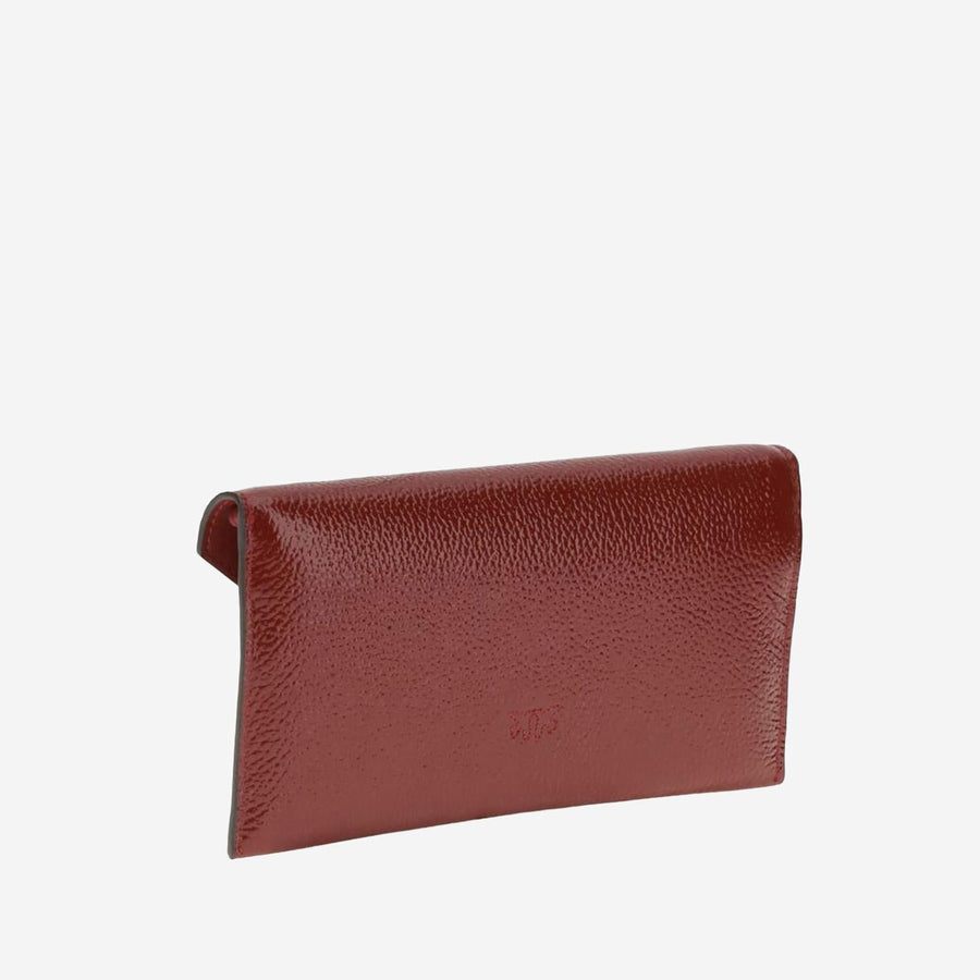 Small Pouch Bag With Logo Dark Red Leather Shoulder
