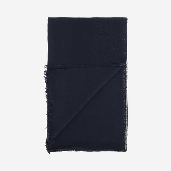 Scarf Dalila Wool-Blend Navy With Sequins Virgin Wool
