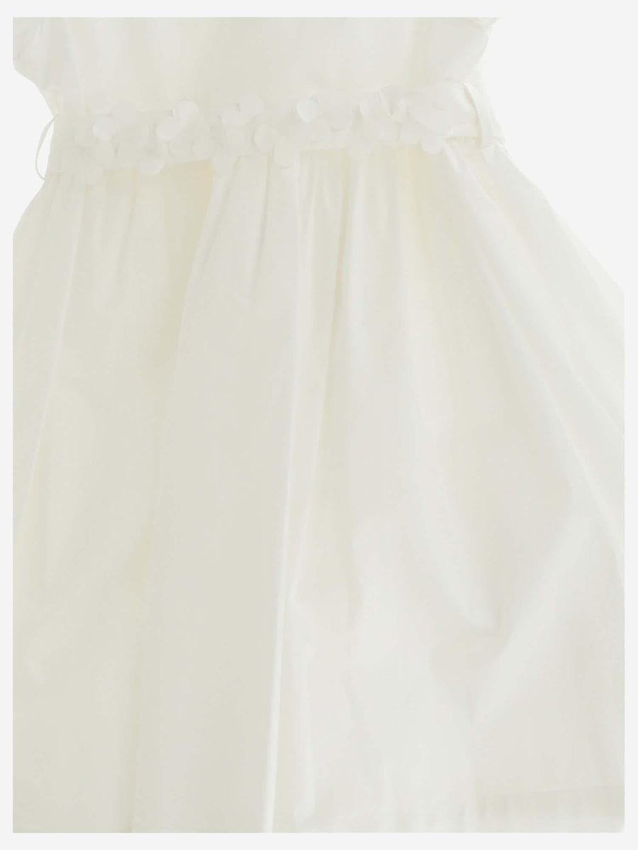 Dress Stretch Cotton With Flower Detail White Shell