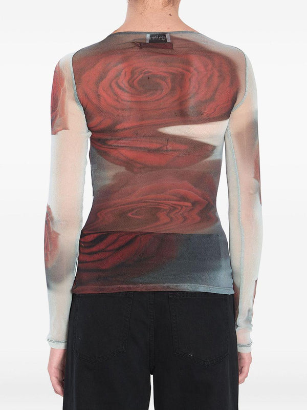Top The Red Blurry Roses White Polyamide Tops