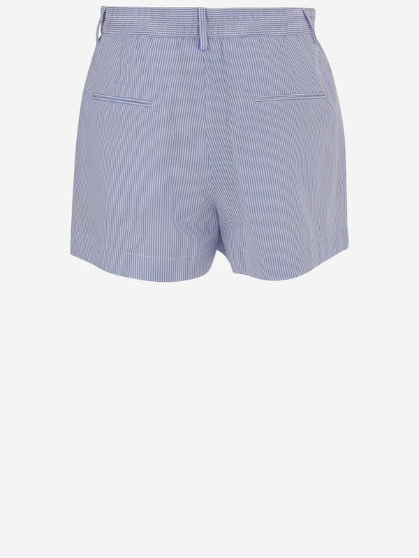 Cotton Shorts With Striped Pattern Navy