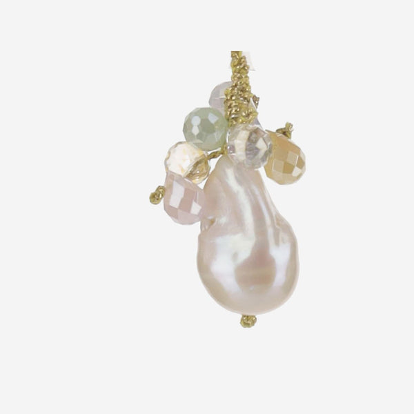Earrings Teardrop Pearl And Crystal Multicolour Pearls Crystals