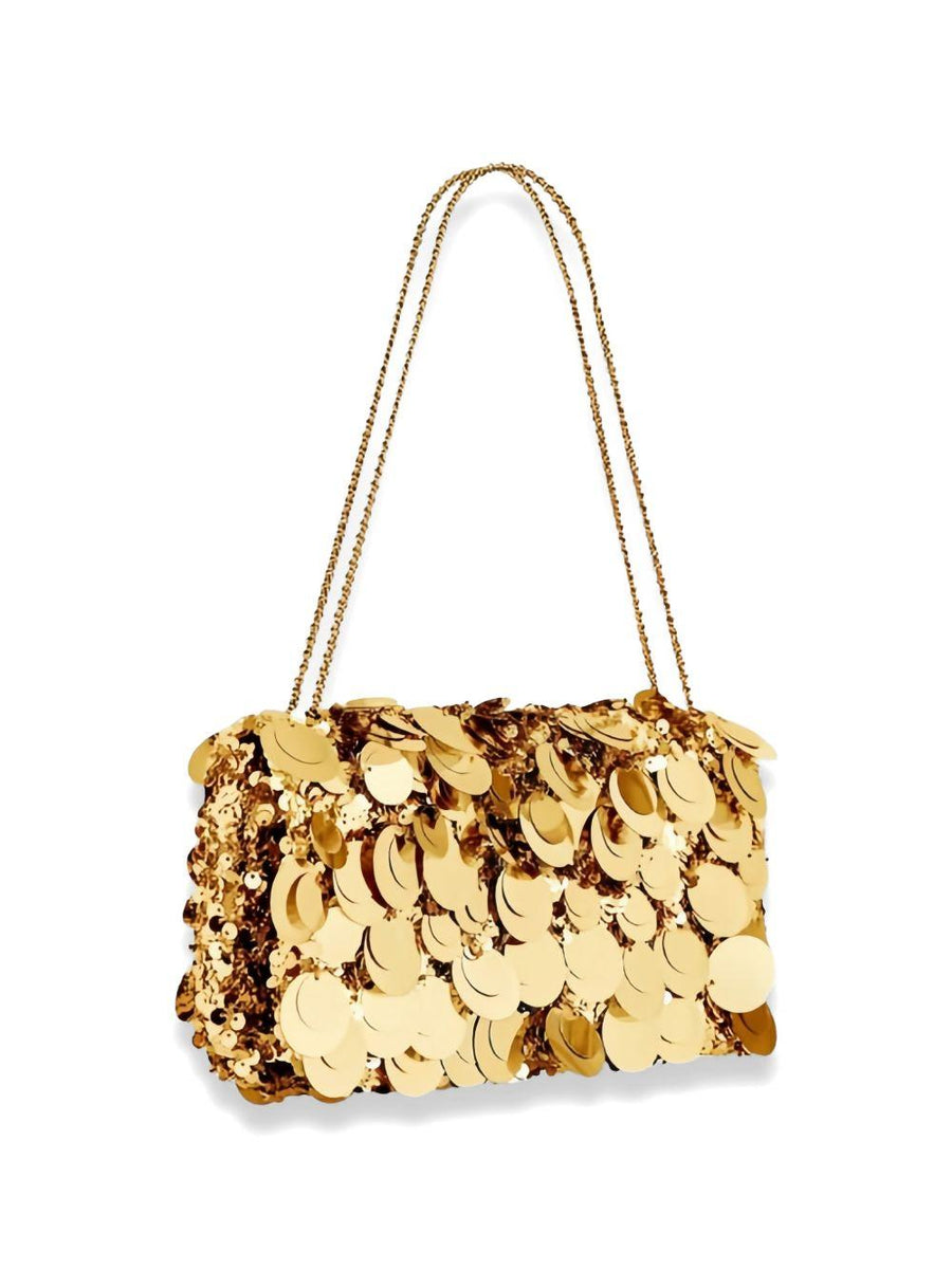 Baguette Shoulder Bag Sparkle Gold Leather