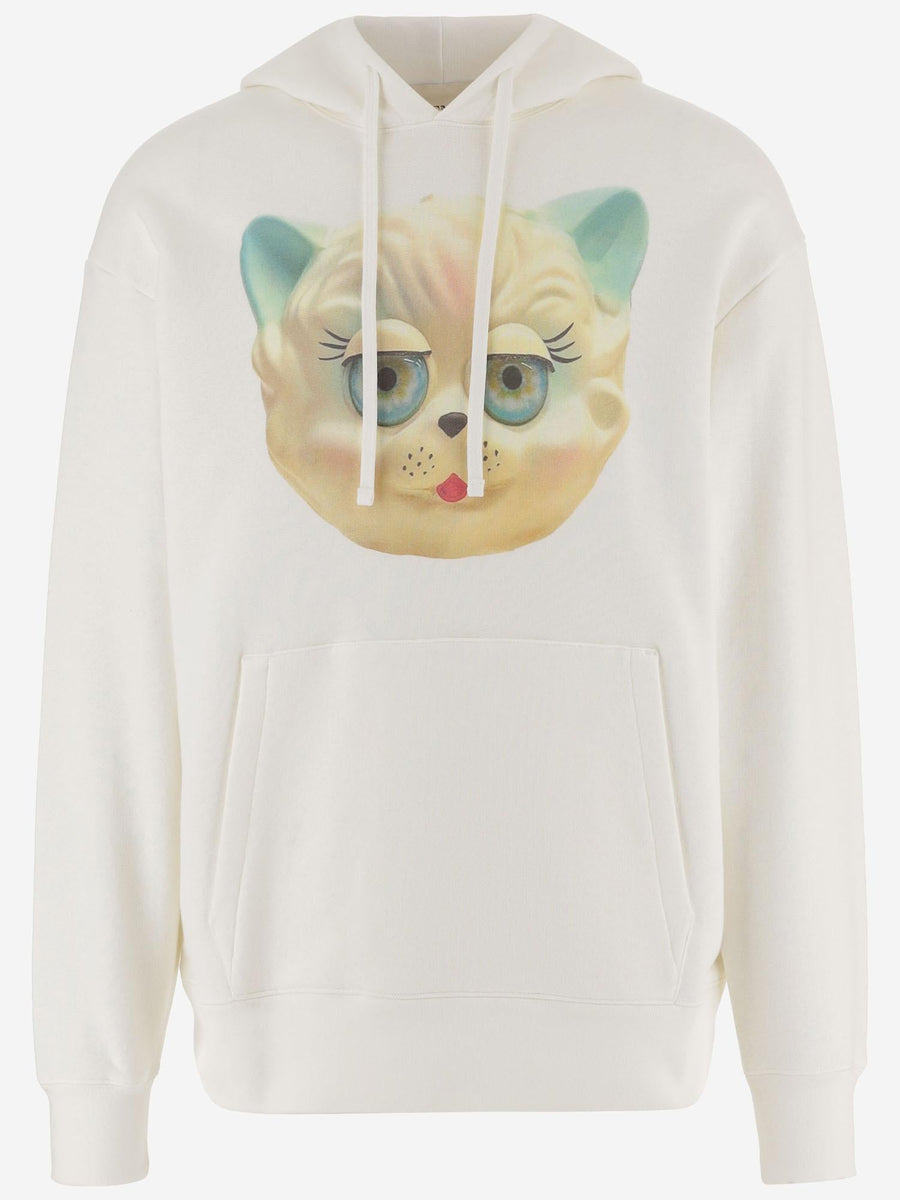 Sweatshirt Le Chat Print Cotton White Sweatshirts
