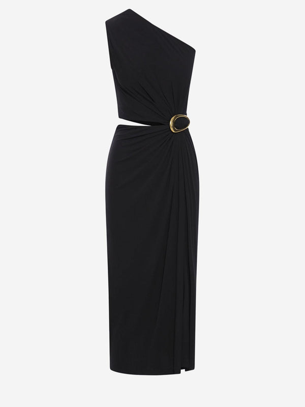 Crepe-Effect Viscose Jersey Dress Black