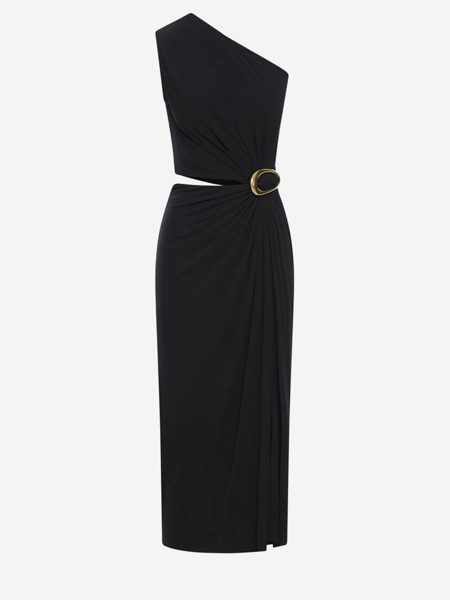 Crepe-Effect Viscose Jersey Dress Black