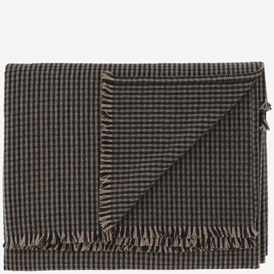 Vichy Pattern Wool Blend Twill Scarf