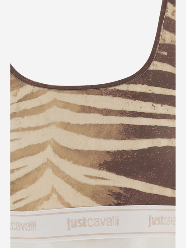 Short Stretch Jersey Top Beige Polyester Tops