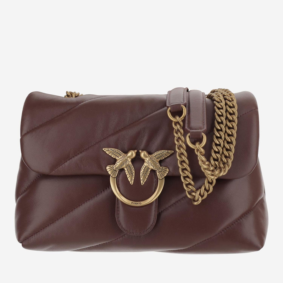 Classic Love Puff Bag Burgundy Calfskin Leather Shoulder