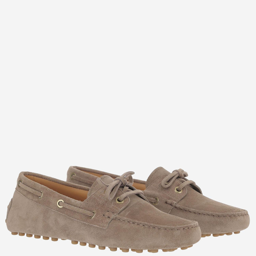 Suede Leather Loafers Beige Calfskin
